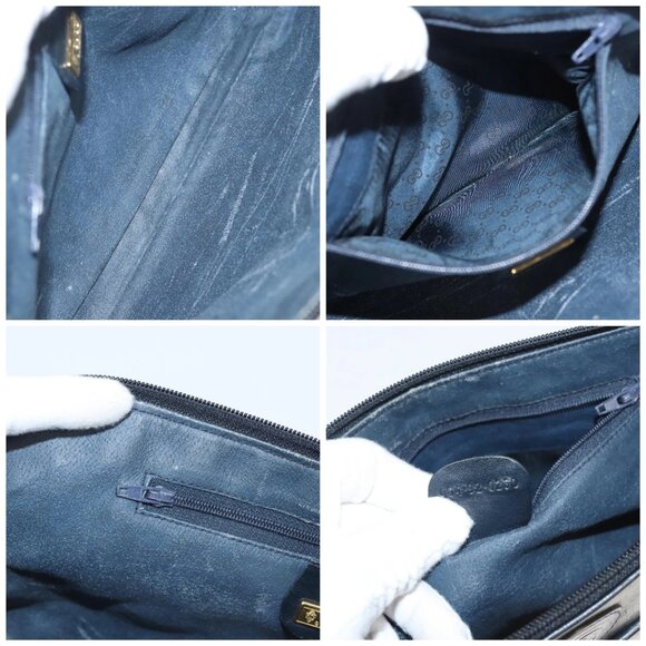 GUCCI Micro GG Supreme Shoulder Bag PVC Navy Gold - Picture 14 of 15